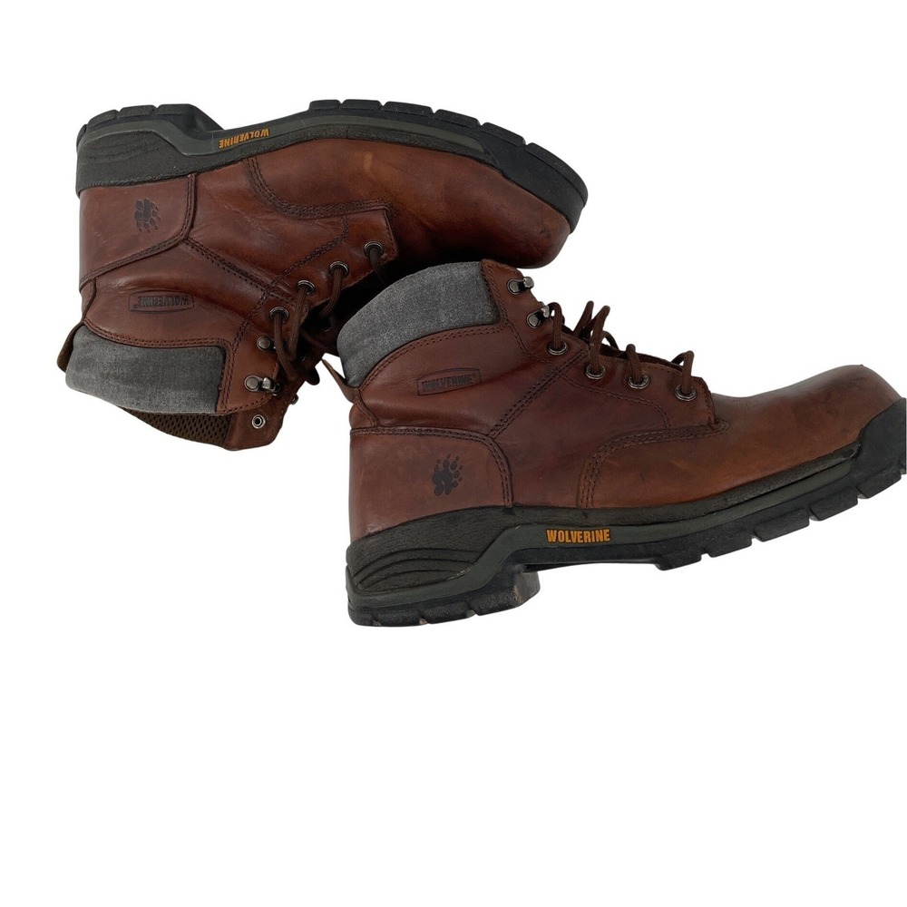Wolverine Work Boots Men 10.5 Brown Leather Lace Up EH Slip Resistant Steel Toe‎